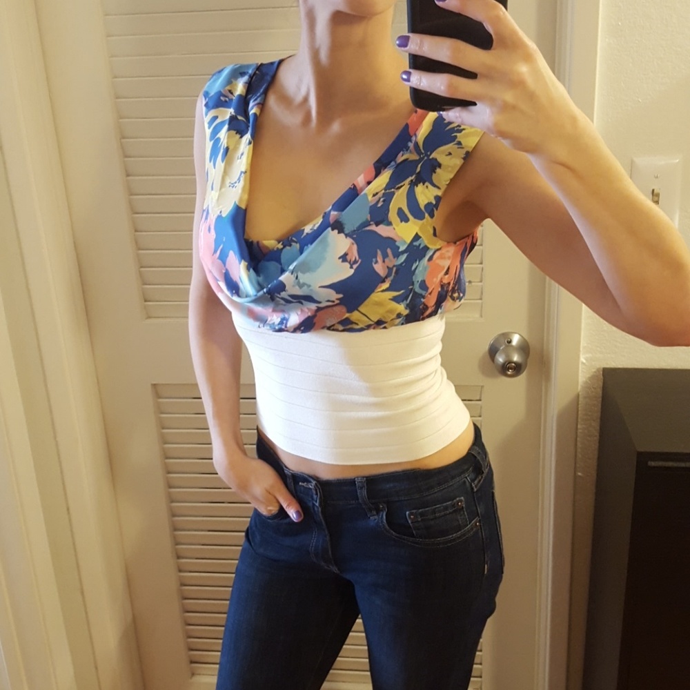 Bebe bandage silk blouse